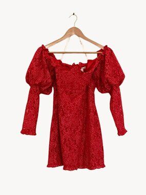 NEW For Love and Lemons Red Clarisse Off The Shoulder Mini Dress, Size: M